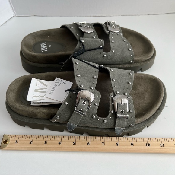 Zara Khaki Buckle Sandals - Picture 14 of 16